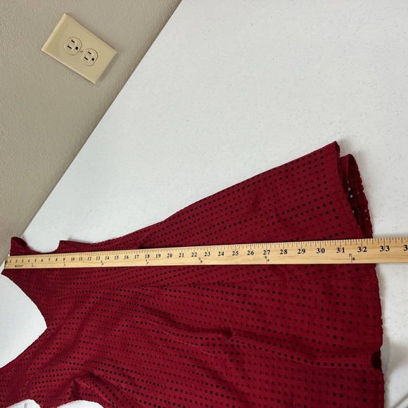 Saks Fifth Avenue‎ Women's Women's Eyelet Tank Dress Sleeveless Red Size S - Picture 11 of 12